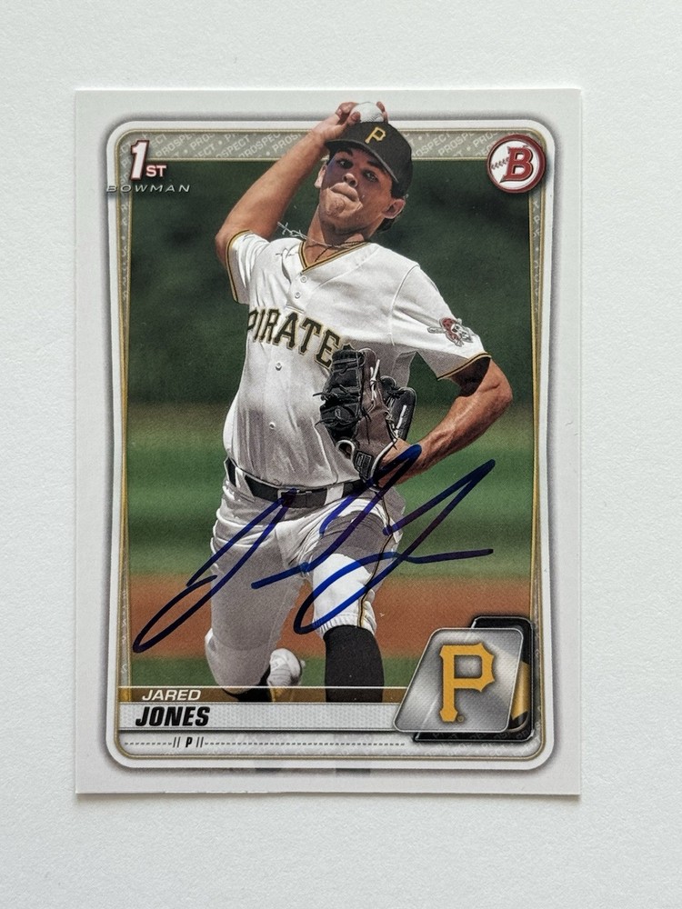 Jared Jones Pittsburgh Pirates Autographed 2020 1st Bowman Card #BD-70 COA Proof