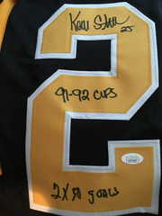KEVIN STEVENS AUTOGRAPHED CUSTOM JERSEY W/ « 91-92 CUPS, 2X 50 GOALS » JSA