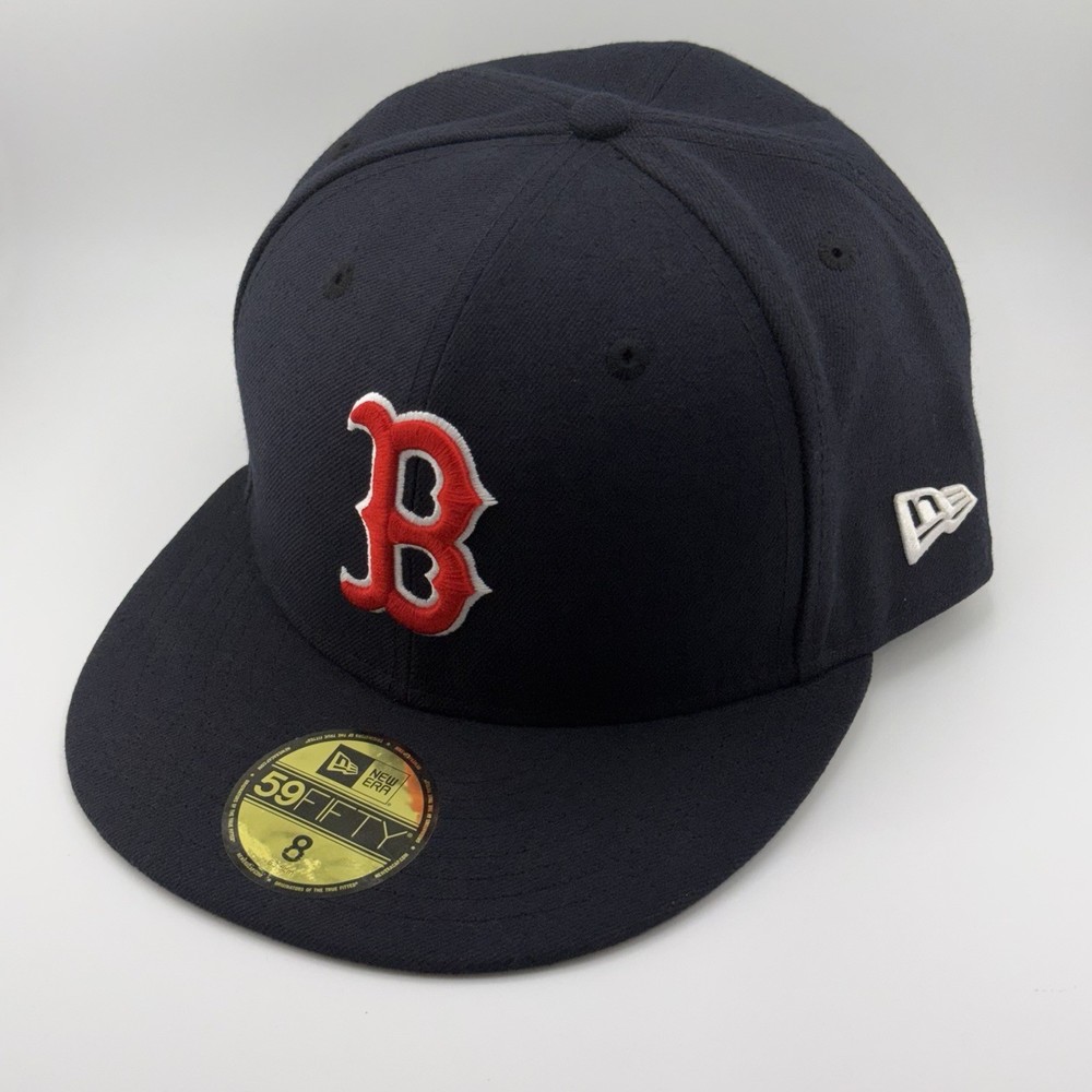New Era Boston Red Sox On-Field Authentic Fitted Hat Navy Blue Black UV Size 8