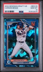2024 1st Bowman Draft Sapphire Carson Benge #BDC-28 Mets PSA 10 GEM LOW POP 58!