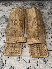 Pair of Jai Alai Cesta Coated Wicker Woven Basket Scoop Vintage Decor