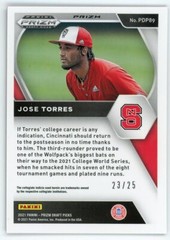Jose Torres 2021 Panini Prizm Draft Baseball Red Black Snake Skin Prizm #23/25