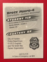 1999 GREEN BAY PACKERS BRETT FAVRE Regional Police Football Card NFL HOF FPD