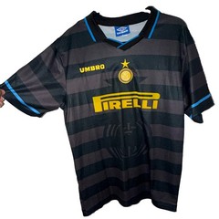 Umbro Inter Milan Ronaldo Nazario #10 1997/1998 Soccer Jersey XL Black/Gray Blue