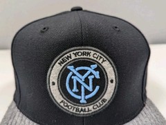 NYC Football Club Mitchell & Ness Fitted Cap Hat Furry Brim Black/Gray Sz 7 3/8