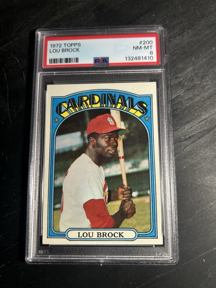1972 Topps #200 Lou Brock PSA 8 HOF St Louis Cardinals