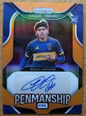 2025 Prizm FIFA Exequiel Zeballos Rc Orange Penmanship Auto /99