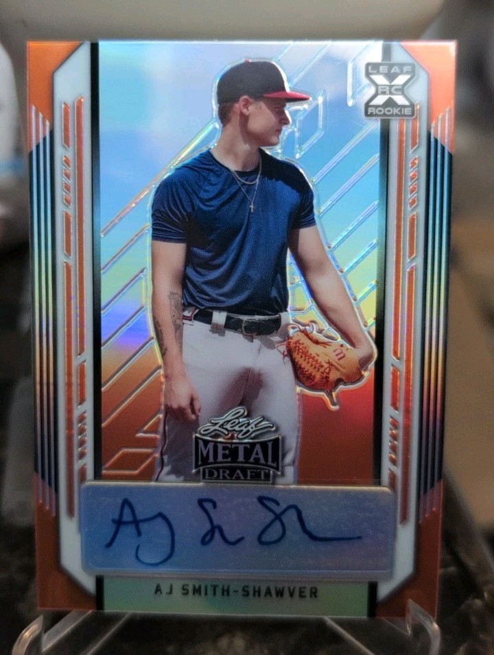 2021 Leaf Metal Draft AJ Smith-Shawver Auto Orange /7 #BA-AJS