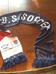Scarf United States Soccer & Chevrolet Official Red Navy White Stripe Fringe