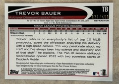 Trevor Bauer 2012 Topps Chrome Rookie Refractor Autograph /499 #TB RC Auto SP