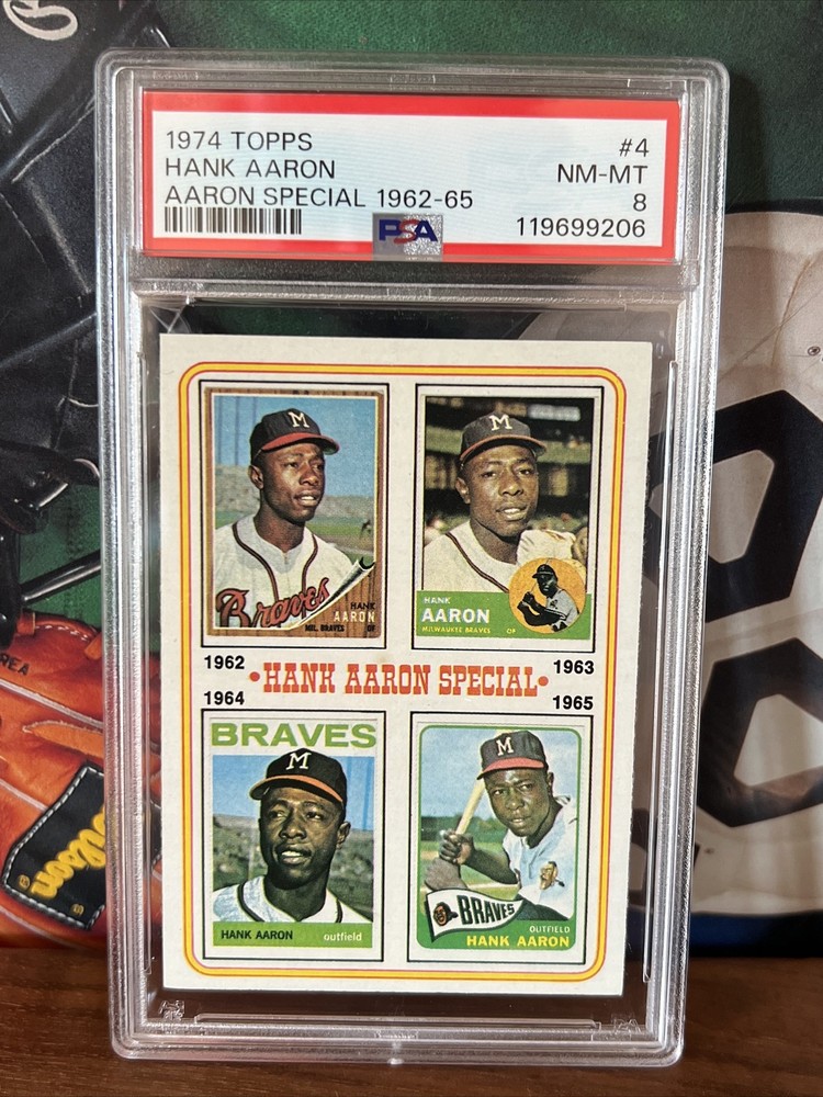 1974 Topps Set-Break # 4 Hank Aaron Aaron Special 1962-65 PSA 8 NM-MT New Case