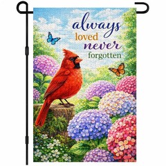 IVN Spring Summer Garden Flag 12×18 Inches, Welcome Cardinal Hydrangea Bush