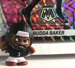 Budda Baker NFL Teenymates 1&Prime; Figure with 2022 Mosaic CAMO PINK MOSAIC Prizm #5