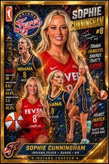 Sophie Cunningham WNBA Indiana Fever 4×6 PHOTO Custom Gold Photo