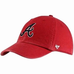 ATLANTA BRAVES UNISEX ADULT LOW-PROFILE RED CAP HAT WITH BLUE AND WHITE LOGO A