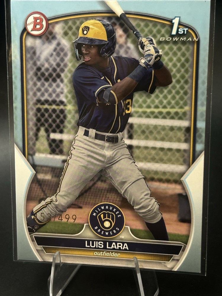 2023 Bowman 1st Luis Lara #BP-100 Sky Blue Border /499 Brewers 453/499 Paper