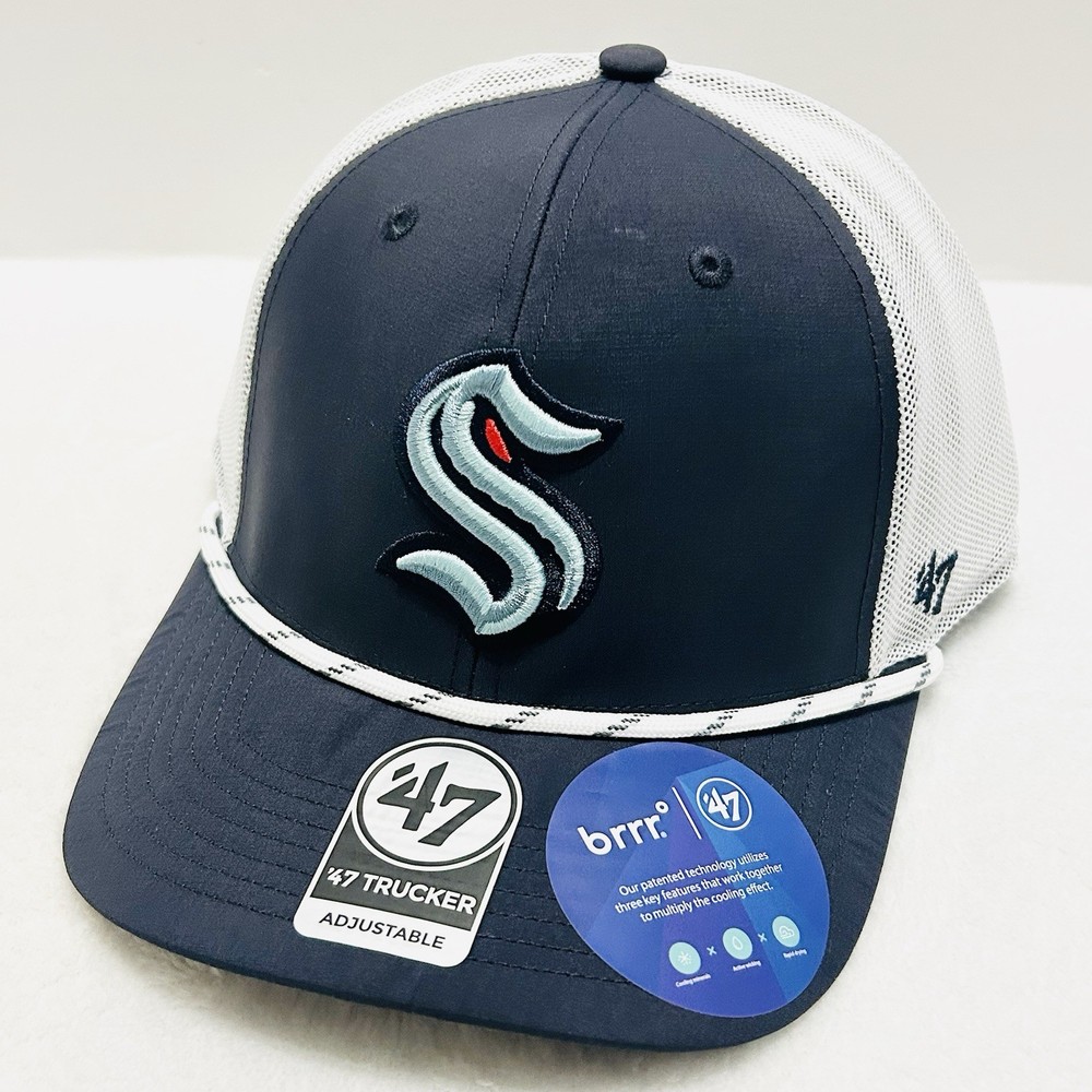 &rsquo;47 Brand Seattle Kraken Burden Trucker Hat Cap Adjustable Snapback Rope Blue