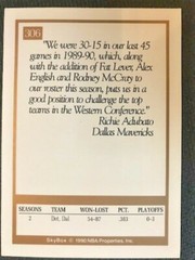 NBA – 1990-91 Skybox Basketball Richie Adubato Head Coach Dallas Mavericks