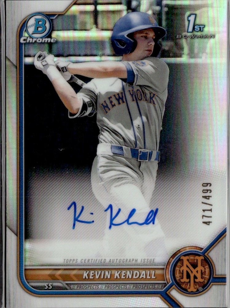 2022 Bowman Chrome Kevin Kendall 1st Refractor Auto /499 New York Mets #CPA-KK