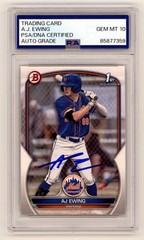 AJ Ewing 2023 Bowman 1st Signed Autograph Rookie RC PSA 10 Auto New York Mets
