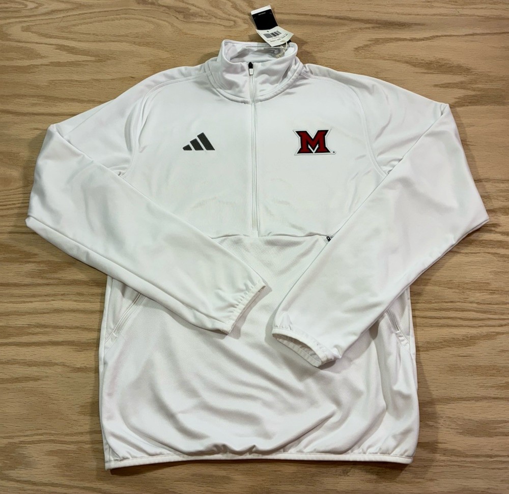 NWT Men’s Adidas Miami of Ohio RedHawks 1/4 Zip Pullover Top Adult Small NEW