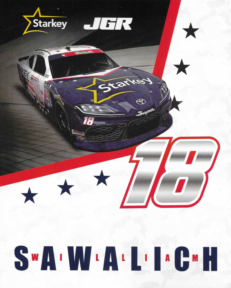 2026 WILLIAM SAWALICH “STARKEY RED WHITE BLUE #18 NASCAR OREILLY POSTCARD