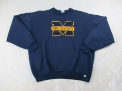 VINTAGE Michigan Wolverines Sweater Mens Extra Large Blue Football USA NCAA*