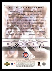 2002 Upper Deck Honor Roll #63 Sammy Sosa Chicago Cubs