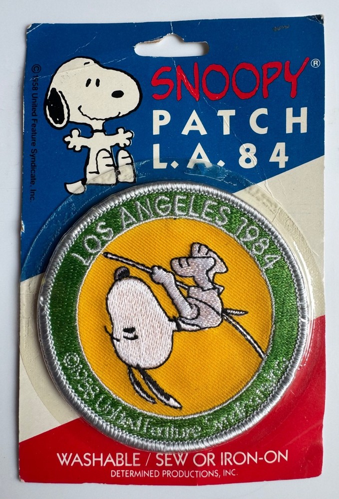 Snoopy Peanuts 1984 Los Angeles Olympics Pole Vault Iron On Sew On Patch Sealed