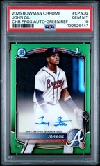 John Gil 2025 Bowman Chrome #CPA-JG 1st Auto Green Refractor /99 PSA 10 – Braves