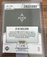 2025 Panini Instant WNBA #289 A&rsquo;ja Wilson Las Vegas Aces PRESALE