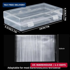 300 Pack Currency Sleeves with Storage Box – Archival Quality Bill Protectors fo