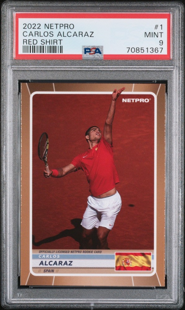 2022 Netpro Carlos Alcaraz Red Shirt PSA 9