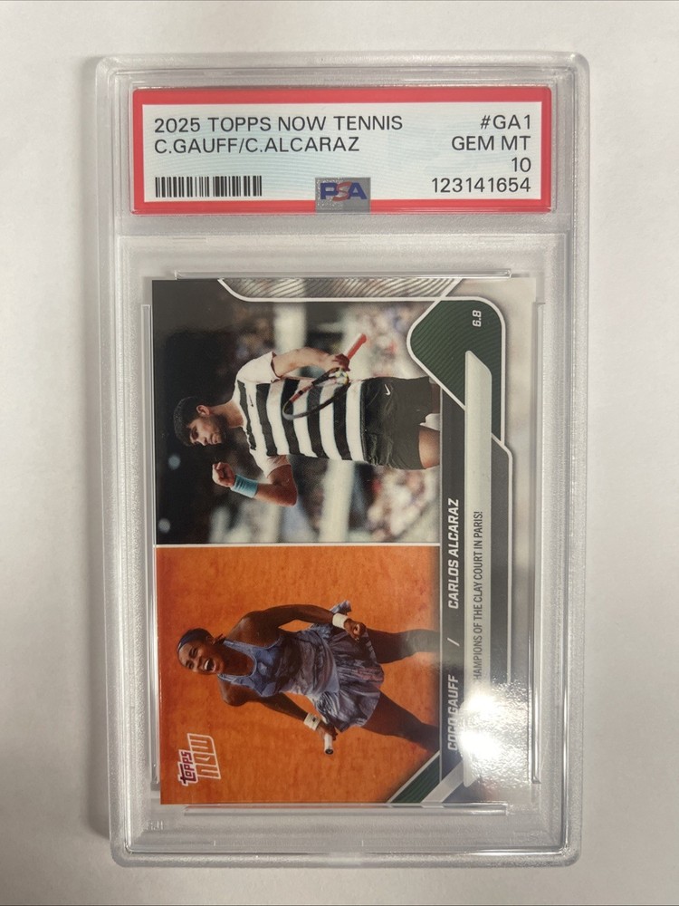 2025 Topps Now Tennis Coco Gauff/Carlos Alcaraz #GA1 Champions In Paris PSA 10