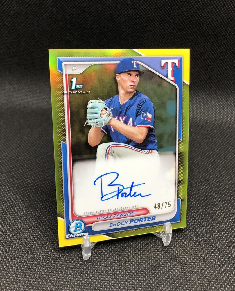 2024 Bowman Chrome Brock Porter /75 1ST BOWMAN ON CARD AUTO YELLOW SP RC #CPA-BP