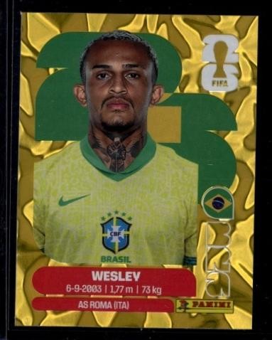2026 Panini World Cup Sticker Collection Wesley #BRA-8 Brazil Gold Crumple
