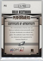 2005 Donruss Gridiron Gear Jumbo Jersey Swatch Prime 23/50 Brian Westbrook db5