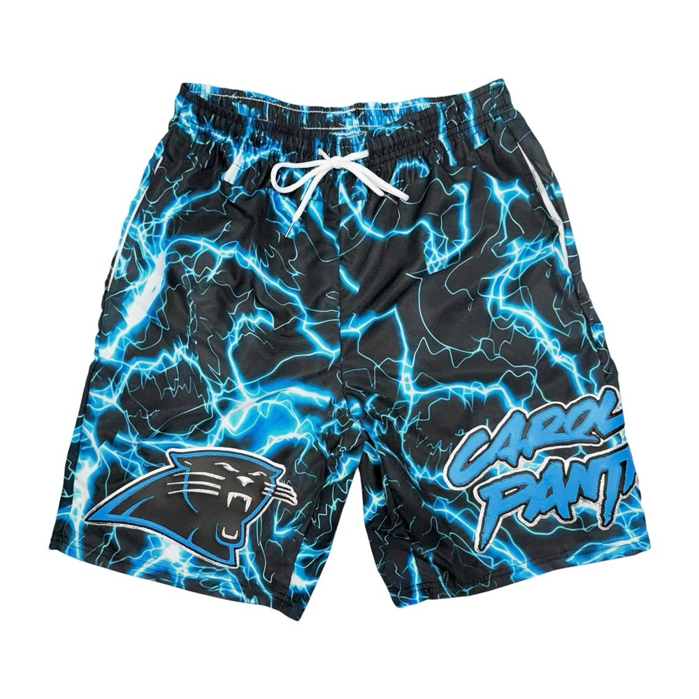 Rare Carolina Panthers Black Blue Custom Handmade AOP Shorts Mens Med Large