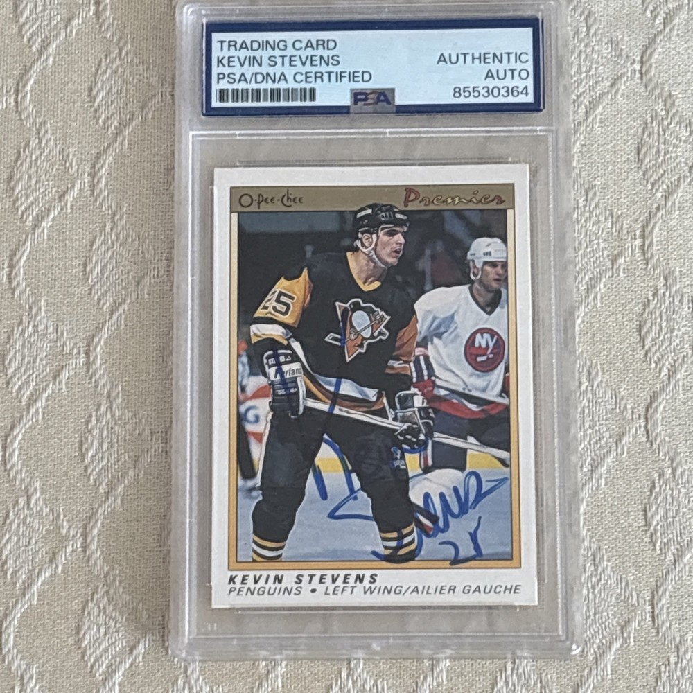 1991 O-Pee-Chee KEVIN STEVENS in person auto PITTSBURGH PENGUINS – PSA Authentic