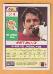 Matt Millen San Francisco 49ers AUTO Signed 1990 Score Penn State Nittany Lions