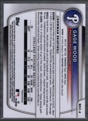 2025 Bowman Draft #BDC-4 Gage Wood Chrome Mojo Refractor