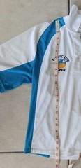 Vtg Fila Polo Shirt Pacific Life Open White And Blue XS embroidered Logos Womens
