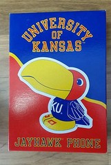 University of Kansas – Jayhawk Push Button Phone Desk Top – Vintage KU In Box