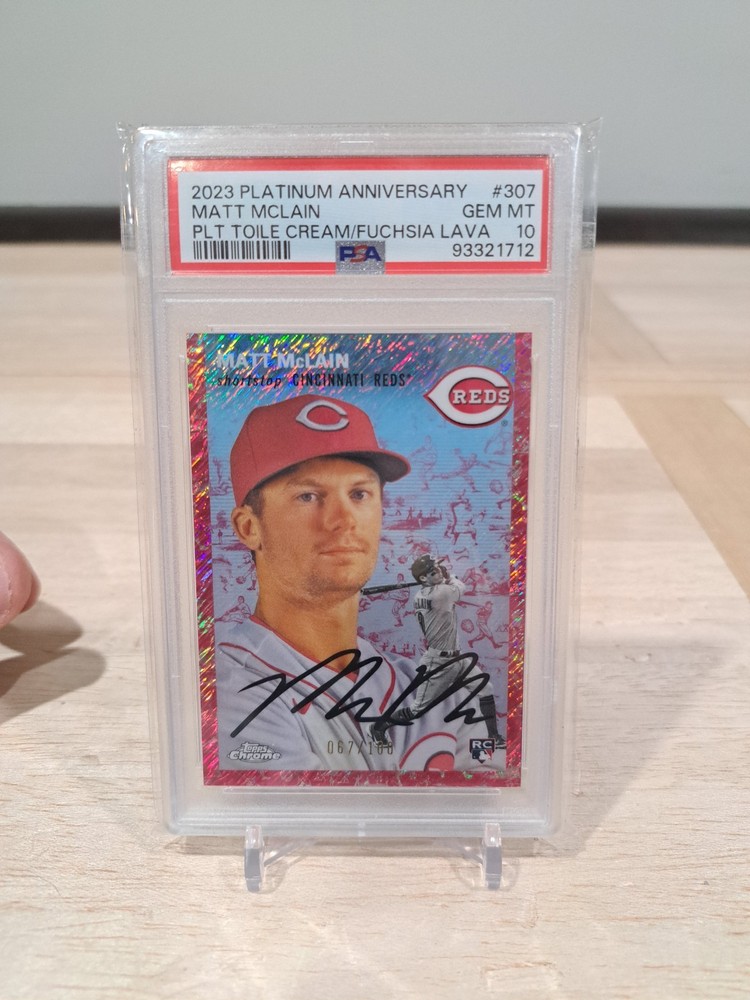 2023 Topps Chrome Platinum – Matt McLain Toile Fuchsia Refractor /100 PSA 10