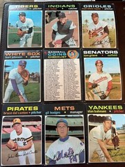 1971 Topps Lot of 9 Common Cards #66, #125, #137, #156, #161, #167, #183 & #184