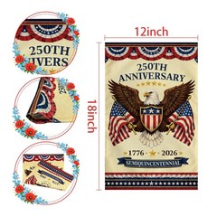 4th of July Decorations – 250th Anniversary 12 x 18 inches, Red and Blue