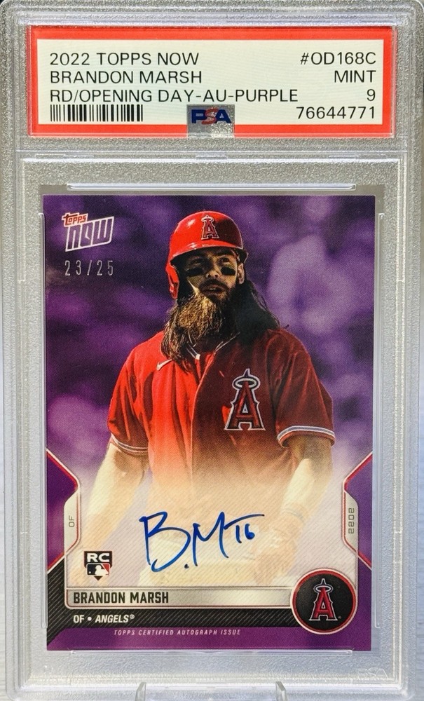 🔥⚾️BRANDON MARSH 2022 Topps Now Opening Day Rookie Auto RC /25 #PSA 9 MINT!⚾️🔥