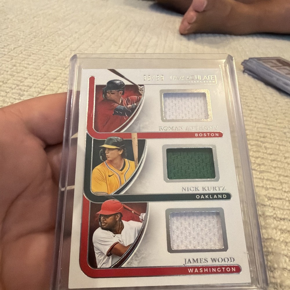 ROMAN ANTHONY NICK KURTZ JAMES WOOD 2026 IMMACULATE TRIPLE PATCH RED /49