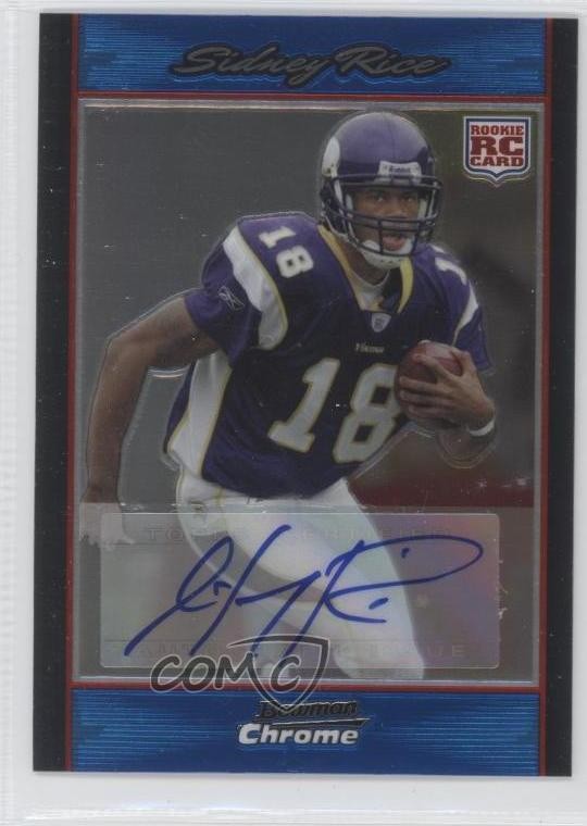 2007 Bowman Chrome Rookie Blue Refractor 36/75 Sidney Rice #BC79 Auto RC 0m8