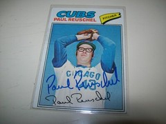 1977 TOPPS RC PAUL REUSCHEL AUTOGRAPH SIGNED AUTO #333 CHICAGO CUBS